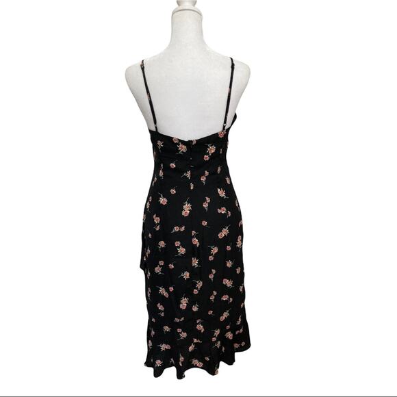 BB Dakota All Eyes On You Midi Dress size 4 NWT New Black Floral Ruffle - Picture 7 of 10
